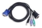 Longshine 4-in-1 KVM Kabel (2x PS2/USB+VGA D-15) 3,0m LCS-KC4-3