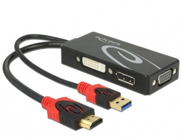 DELOCK Adapter HDMI - DVI(24+5)/VGA/Displayport 4K (62959)