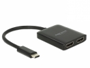 DELOCK USB-C razdelilec (DP Alt Mode) > 2xHDMI out 4K 30Hz 87719