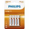 PHILIPS BATERIJA - AAA LONGLIFE BLISTER 4 KOS (R03) R03L4B/10