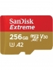 SanDisk Extreme microSDXC 256GB + SD Adapter 190MB/s & 130MB/s A2 C10 V30 UHS-I U3
