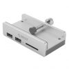 ORICO USB hub z 2 vhodoma, USB 3.0, čitalec kartic, zaponka, aluminij, MH2AC-U3